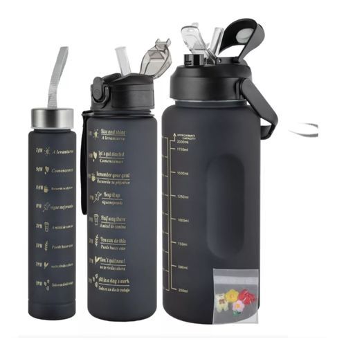 3 In 1 Color Motivational Water Bottle With Stickers