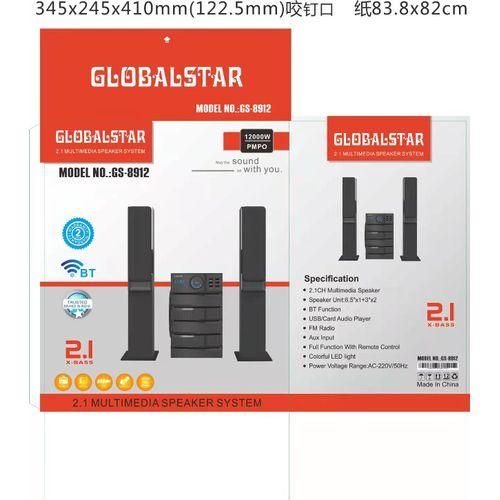Global Star Bluetooth Speaker Home Theater Multispeaker System GS-8912 2.1 - Black