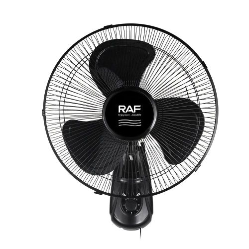 Low Noise Oscillating 16 Inch Wall Fan With Metallic Grill And A Powerful Motor For Strong Wind-Black