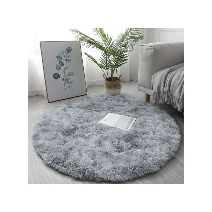 Fresh Ins Round Tie-dye Gradient Carpet Bedroom Bedside - Gray - 100*100cm