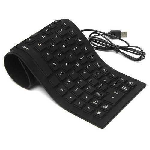Flexible USB Silicone Gel Full-Sized Keyboard - Black.