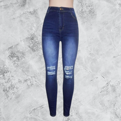 High Waist Stretcher Damage Jeans -