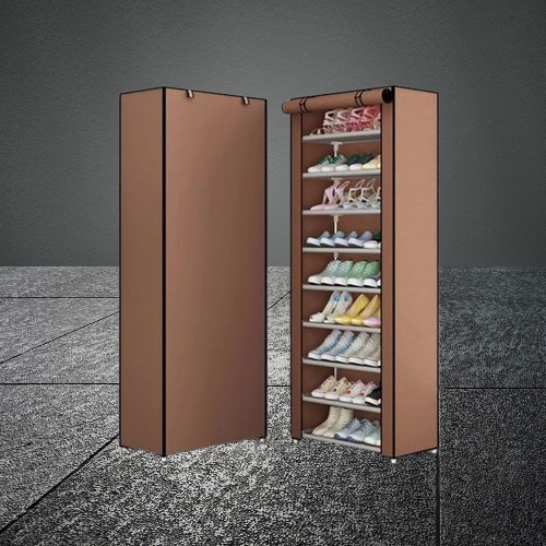 Metallic Shoe Rack 9 Layer - Brown