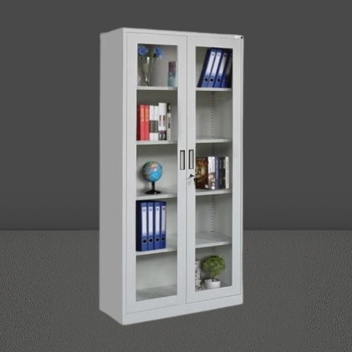 Filing Cabinet full Glass/ Full Height Two Swing Doors -Grey