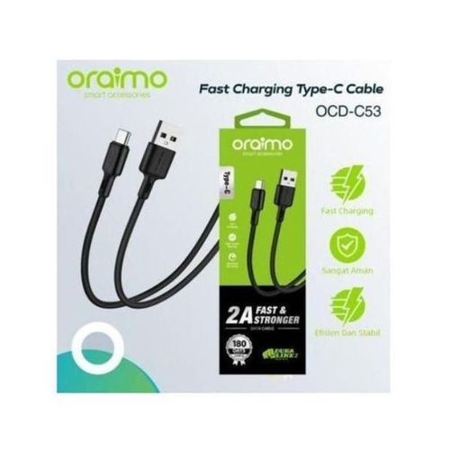 Oraimo Type C Usb Data and Fast Charging Cable For All Phones- Black