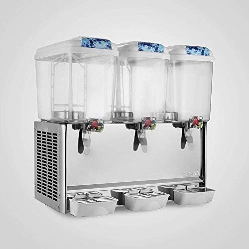 Commercial Cold Beverage Dispenser - 9.5 Gallon Juice Dispenser Machine for Cold Drink, 3 Tap Tank- Silver