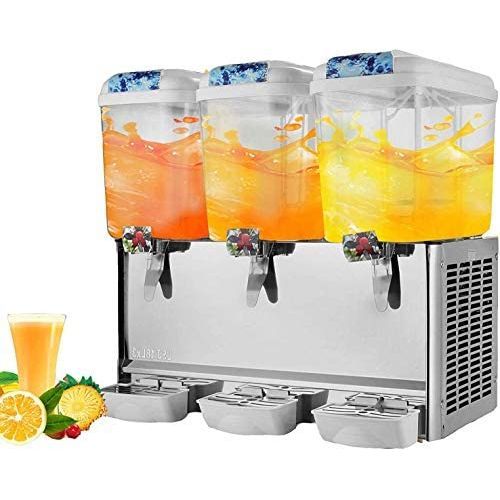 Commercial Cold Beverage Dispenser - 9.5 Gallon Juice Dispenser Machine for Cold Drink, 3 Tap Tank- Silver