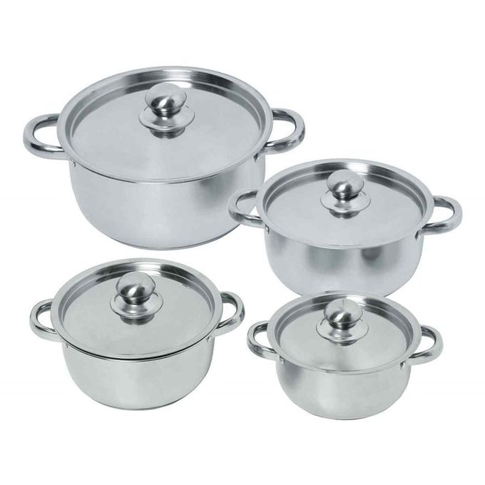 Sawa 4 Piece Stainless Steel, Non Stick Cooking Pans with Glass Lids